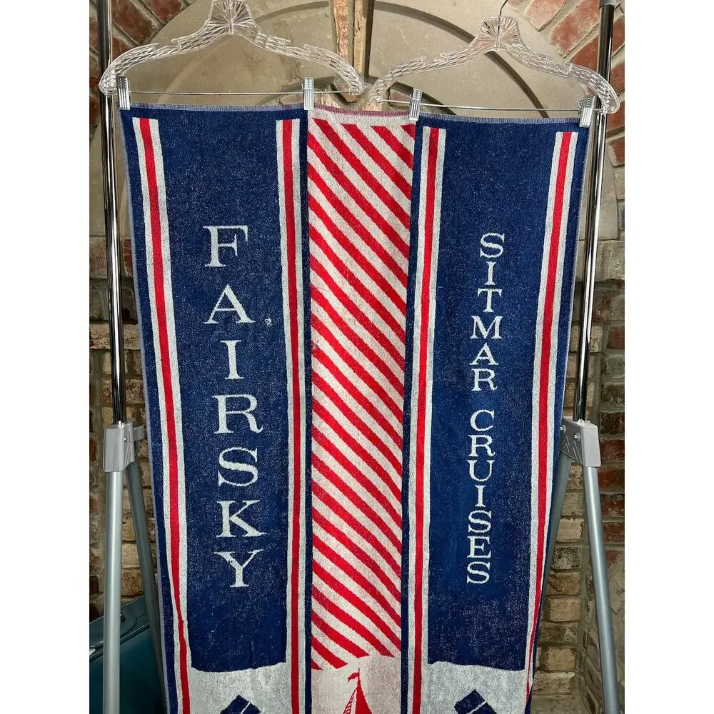 beach towel Fairsky cruise striped sailboat blue red
